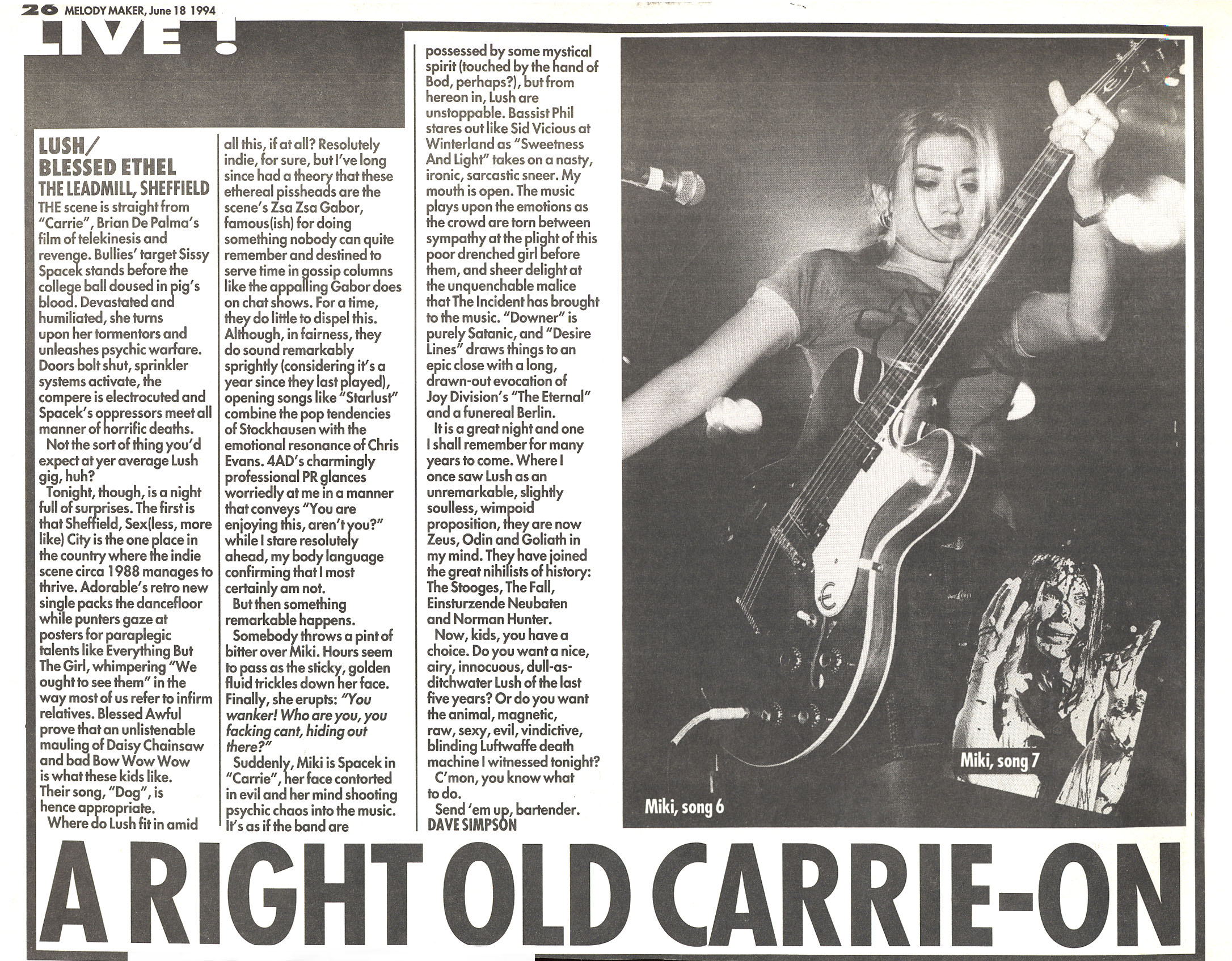 1994-Jun-18 Melody Maker A Right Old Carrie-On. 
